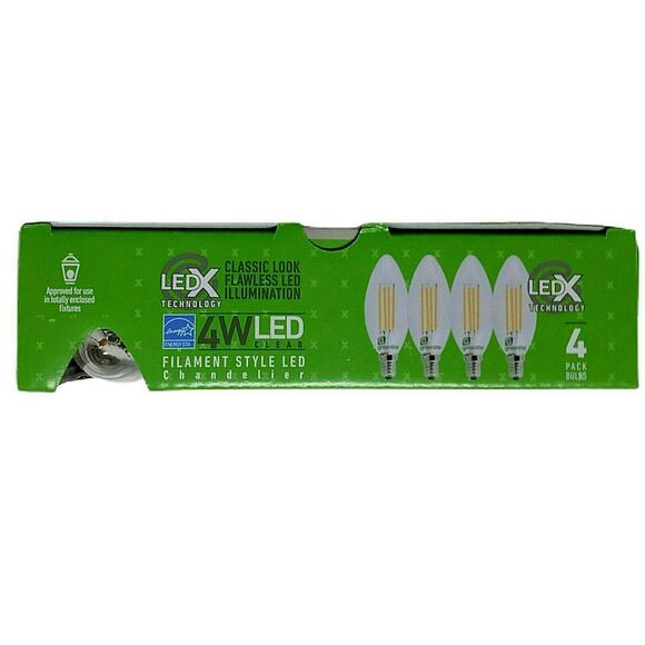 GreenLite LED 4PK Chandelier Bulbs 4W LED Equal to 40W 15,000 Hours 2700K - Picture 8 of 9